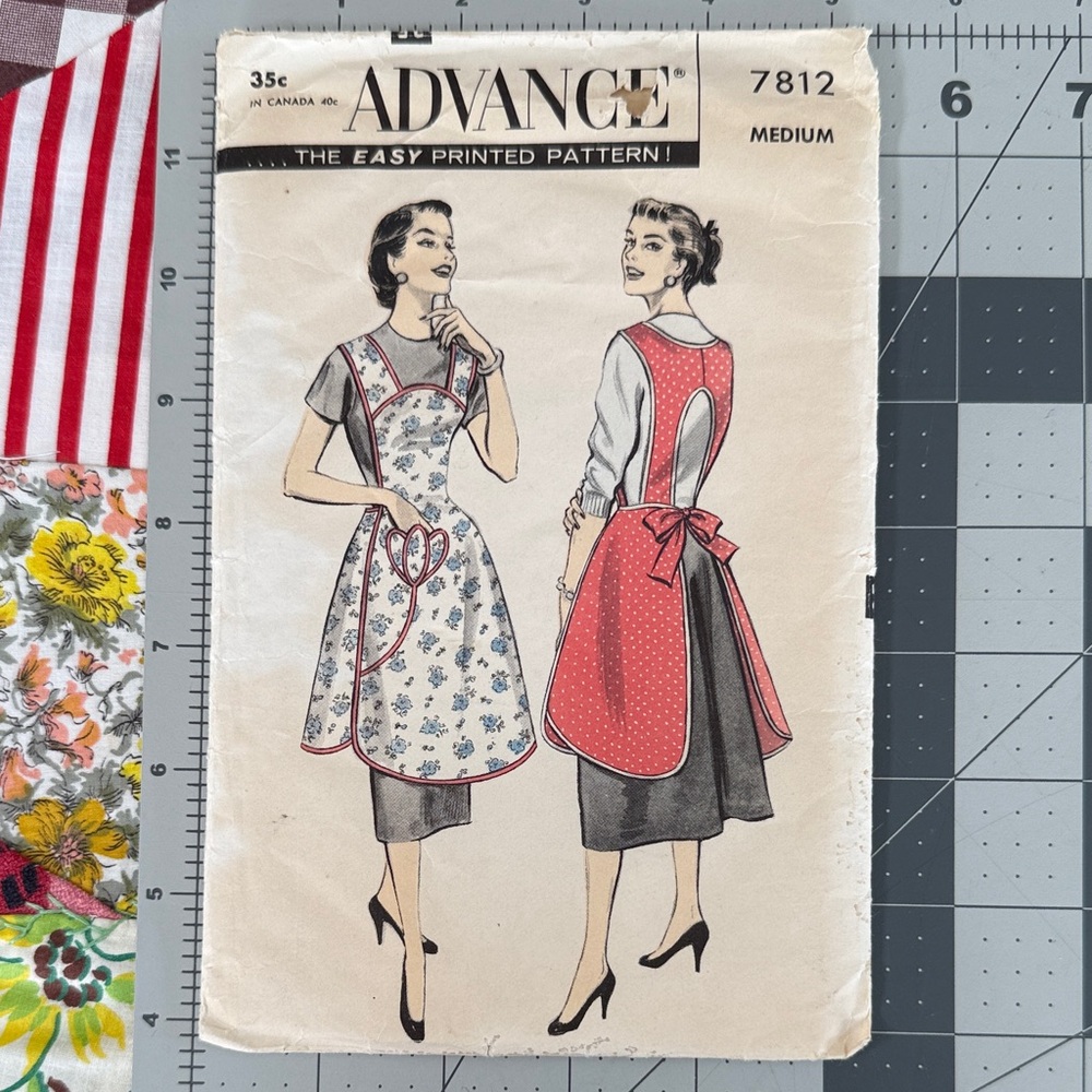 Vintage 1950s Advance 7812 Apron Sewing Pattern – Size Medium – “Cover-Up” Apron